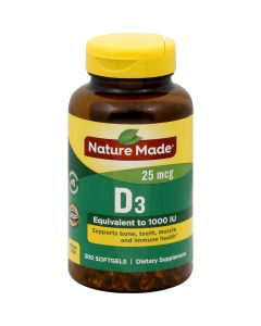 NATURE MADE Vitamin D3, 25 mcg, Softgels, Mega Size, 300.0 CT"