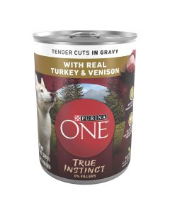 Purina ONE True Instinct Natural Wet Dog Food, High Protein Soft Turkey & Vension, 13 oz can"