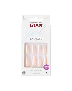 KISS Gel Fantasy, Press on Nails, Hold Me Closer, Pink, Long Coffin, 28 Count"