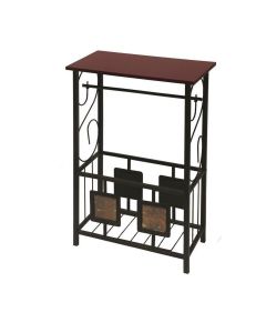 Lexi Home Squared Tiled Side Table - Black and Brown