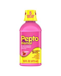 Pepto Bismol Liquid, Upset Stomach & Diarrhea Relief, over-the-Counter Medicine, Cherry, 16 oz"