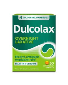 Dulcolax Bisacodyl Stimulant Laxative Pills for Overnight Constipation Relief, 5 mg, 50 Tablets"