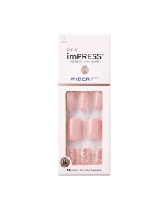 KISS imPRESS Wider Fit Press-On Nails, Pink, Short Square, ‘Just a Dream’, 33 Ct."