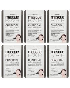 masque BAR Charcoal Exfoliating Facial Pads 6 Pack  Korean Face Skin Treatment  Absorbs Impurities & Excess Oil  Detoxifies, Exfoliates to Refine Pores Appearance, Enhances Skin Elasticity"