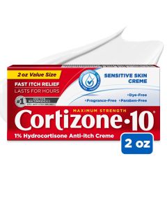 Cortizone-10 Maximum Strength 1% Hydrocortisone Sensitive Skin Anti-Itch Cream 2oz