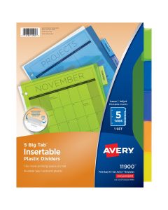 Avery Big Tab Insertable Plastic Dividers, 5-Tab Set, Multicolor"