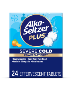 Alka-Seltzer Plus Powerfast Fizz Severe Cold Medicine, Orange Zest Effervescent Tablets, 24 Count"