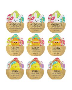 SpaLife Easter Spring Chicks, Bunnies, and Eggs Holiday Facial Masks, 9 Pack"