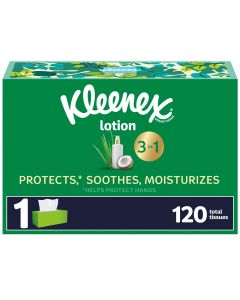 Kleenex Lotion Facial Tissues with Coconut Oil, 1 Flat Box, 120 Tissues Per Box, 3-Ply"