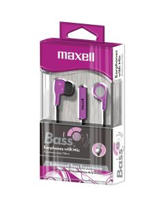 Maxell 199730 Bass 13 Heavy-Bass In-Ear Earbuds with Microphone (Purple)