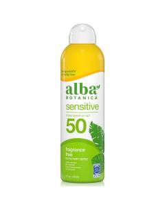 Alba Botanica Sensitive Sunscreen Spray SPF 50, Fragrance Free, 5 fl oz"