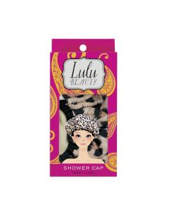 Lulu Beauty Terry Lined Shower Cap, Safari Spots"