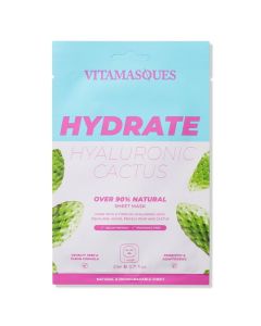 Vitamasques Hydrate Hyaluronic Cactus Biodegradable Sheet Mask & Eco Pouch - 0.71 fl oz