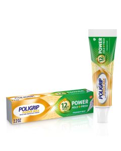 Poligrip Power Hold + Fresh Denture Cream, Premium Peppermint - 2.2 oz, for Adults"