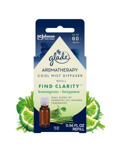 Glade Essential Oil Diffuser Refill, Find Clarity Scent with Notes of Bergamot & Lemongrass, 0.56 oz (16.8 ml), for Use with Cool Mist Aromatherapy Diffuser & Air Freshener for Home"