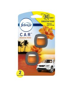 Febreze Car Air Freshener Vent Clip Hawaiian Aloha Scent, .06 oz. Car Vent Clip, 2 Count"