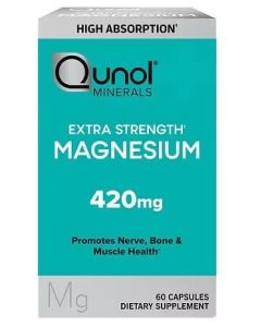 Qunol Magnesium Capsules, 60 Count - 420mg Extra Strength for Bone, Nerve, & Muscle Health"