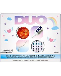 DUO 3 in 1 Believe & Dream Holiday 3-pair Gift Set, Includes DUO Clear Quick-Set Adhesive, Crystal Gems and Body Sparkle, 1-pack"