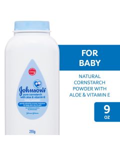 Johnson's Cornstarch Baby Powder with Aloe & Vitamin E, 9 oz"