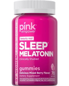 Pink Sleep Melatonin Gummies, Natural Mixed Berry, 70 Gummies"