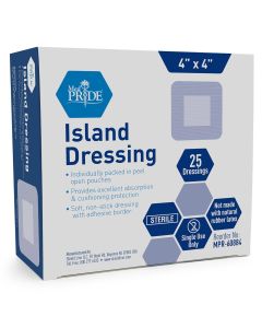 MEDPRIDE Bordered Gauze Island Dressing for Wounds First Aid Kit Supplies, 25-Pack"