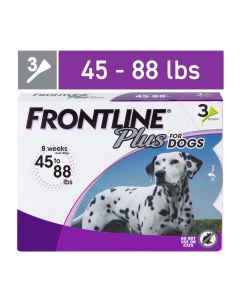 FRONTLINE® Plus for Dogs Flea and Tick Treatment, Large Dog, 45-88 lb, Purple Box, 3 CT"