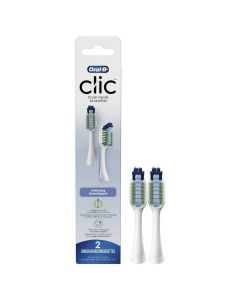 Oral-B Clic Toothbrush Whitening Replacement Brush Heads, White, 2 Count"