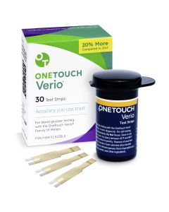 OneTouch Verio Test Strips for Diabetes - 30 Count | Diabetic Test Strips for Blood Sugar Monitor | Home Self Glucose Testing | 1 Box (30 Test Strips)