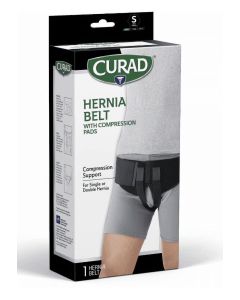 Curad Hernia Belt with Removable Compression Pads, Hook-and-Loop Closure, Elastic, Black, Size Small, 1 Each"