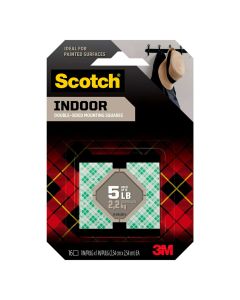 Scotch Indoor Double-Sided Mounting Tape, 1 in x 1 in, White, 16 Squares"