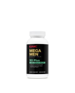 GNC Mega Men 50 Plus One Daily Multivitamin for Men, 60 Count, Take One A Day, Supports Prostate, Heart, Brain, and Eye Health"