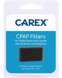 Carex  Reusable CPAP Filters for Philips Respironics System One, m-Series, 1 3/4"" x 7/8"", 6 Count"