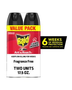 Raid Ant & Roach Killer Aerosol Insecticide, Fragrance Free, 17.5oz, 2 Count"