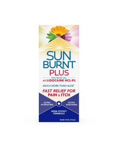 SunBurnt® PLUS Pain Reliefgel for After Sun, Non-sticky Pain Relief with Lidocaine, Aloe, Calendula, 4 Fl Oz"