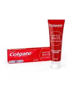 Colgate Optic White Stain Fighter Teeth Whitening Toothpaste, Clean Mint Paste, 6.0 oz"