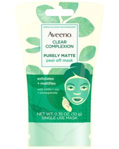 Aveeno Clear Complexion Pure Matte Peel Off Face Mask with Alpha Hydroxy Acids, Soy & Pomegranate for Clearer-Looking Sk"