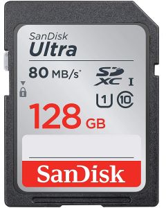 SanDisk Ultra Plus 128GB Durable 130MB/s SDXC UHS-I Shockproof and Waterproof Memory Card