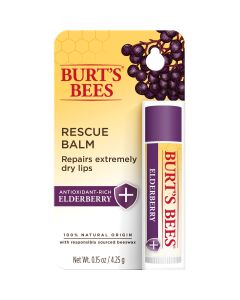 Burt's Bees 100% Natural Origin Rescue Lip Balm with Beeswax & Elderberry, 1 Tube"