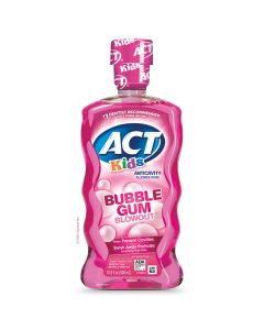 ACT Kids Anticavity Fluoride Mouthwash and Children's Mouth Rinse, Bubble Gum Blowout, 16.9 fl oz"