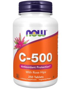 NOW Supplements, Vitamin C-500 with Rose Hips, Antioxidant Protection*, 250 Tablets"