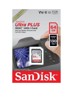 SanDisk Ultra Plus 64GB Micro SDXC UHS-I Fast and Better HD Video Recordable Memory Card