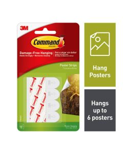 Command Poster Strips, White, Small, 12 Strips/Pack"