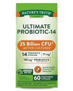 Probiotics For Men and Women | 25 Billion CFU | 60 Capsules | 14 Strains  | Non-GMO & Gluten Free | By Nature's Truth