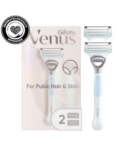 Gillette Venus for Pubic Hair and Skin, Women's Razor Handle and 2 Blade Refills"