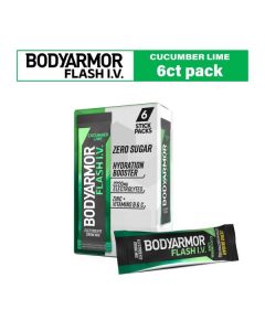 BODYARMOR Flash IV Electrolyte Packets, Cucumber Lime - Zero Sugar Drink Mix, Single Serve Packs, Coconut Water Powder, Hydration for Workout, Travel Essentials, Just Add Sticks to Liquid (6 Count)"