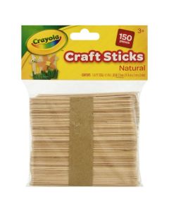 Crayola® Wood Craft Sticks, 4-1/2"" x 3/8"", Natural, Pack Of 150 Sticks"