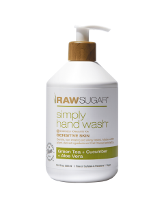 Raw Sugar Simply Hand Wash for Sensitive Skin, Green Tea + Cucumber + Aloe Vera Hand Soap, 16.9 fl oz"