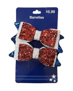 Red, White and Blue Patriotic Barrette, Alligator Clip, 2 Piece"