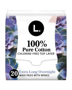 L. Chlorine Free Maxi Extra Long Overnight Pads with Wings, 20 Count"