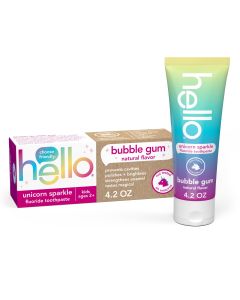 hello Kids Unicorn Sparkle Fluoride Toothpaste with Natural Bubble Gum Flavor, Vegan, SLS & Gluten Free, 4.2 oz"